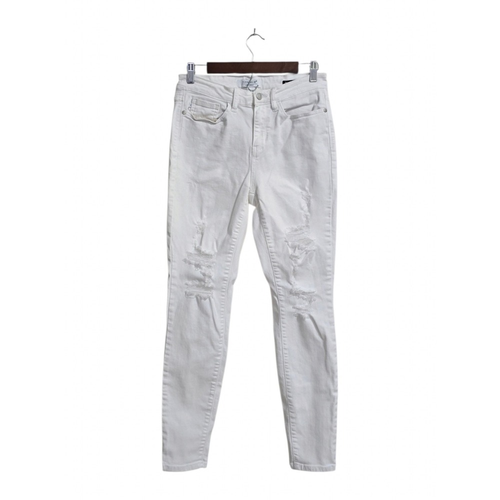 Judy Blue Darcy Destressed Mid-Rise Skinny Jeans In White Sz 29